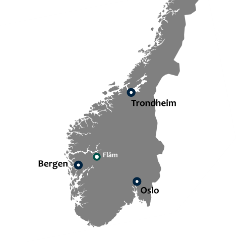 Tog og krydstogt fra Oslo til Trondheim